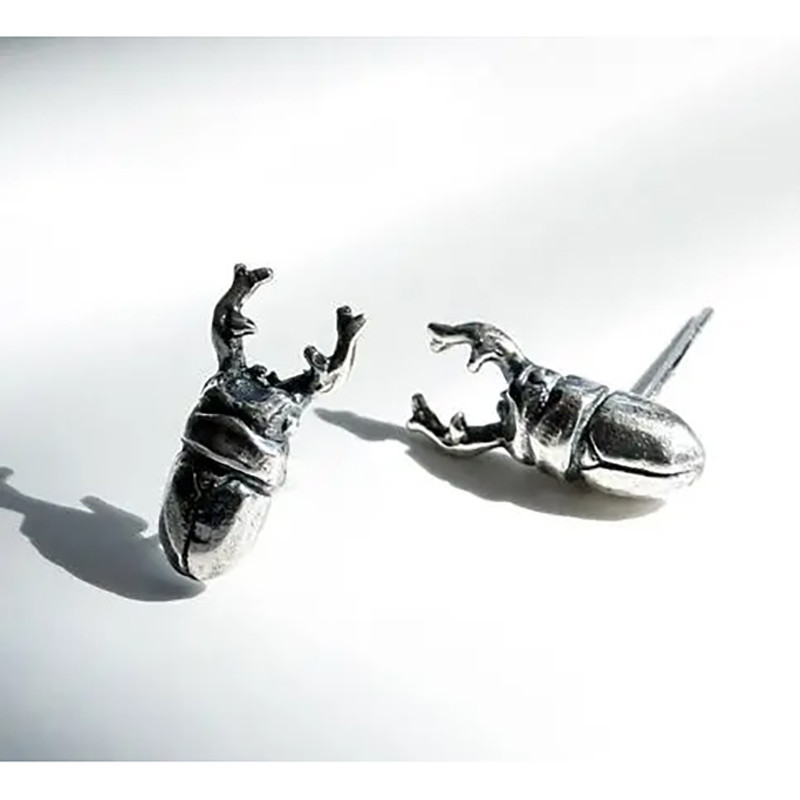 Boucles d'oreilles Scarabée Titan Uniques | Argent Vieilli