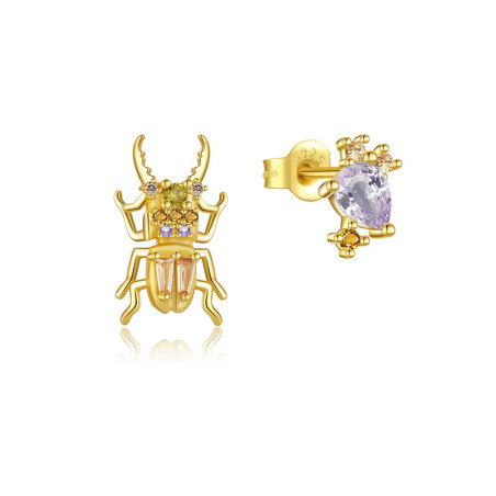 Boucles d'Oreilles Scarabée Royal | Bijou Asymétrique Argent 925