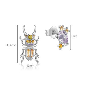 Boucles d'Oreilles Scarabée Royal | Bijou Asymétrique Argent 925