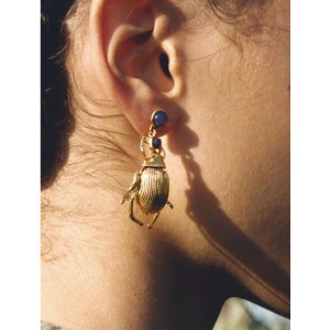 Royal Ruby Scarab Earrings – Gold Jewelry & Mystic Stone