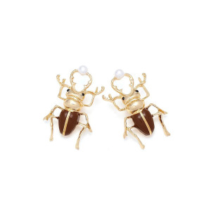 Boucles d'oreilles Scarabée Vintage & Perle | Bijou Insecte