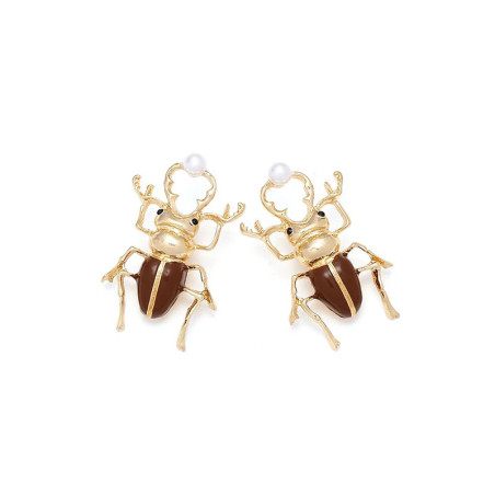 Vintage Beetle Earrings with Pearl | Cute Insect Jewelry Gift