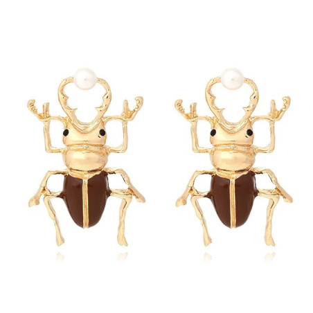 Boucles d'oreilles Scarabée Vintage & Perle | Bijou Insecte