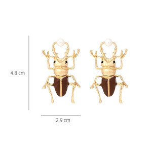 Vintage Beetle Earrings with Pearl | Cute Insect Jewelry Gift
