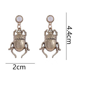 Boucles d'Oreilles Scarabée Doré & Perle | Bijou Vintage Égyptien