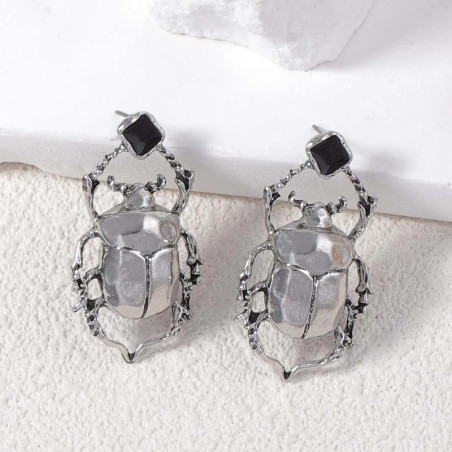 Boucles d'Oreilles Scarabée Royal Dark | Bijou Symbolique Unique