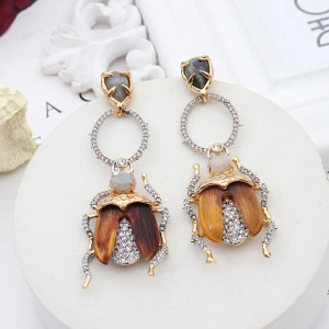 Boucles d'Oreilles Scarabée Cristal Baroque | Bijou Nature Unique