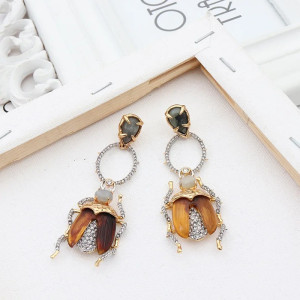 Boucles d'Oreilles Scarabée Cristal Baroque | Bijou Nature Unique