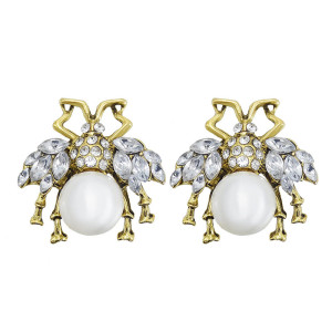 Boucles Scarabée Perle Impériale - Noir & Blanc | 1001abeilles