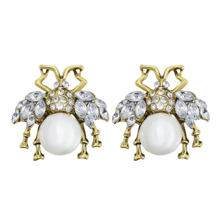 Boucles Scarabée Perle Impériale - Noir & Blanc | 1001abeilles