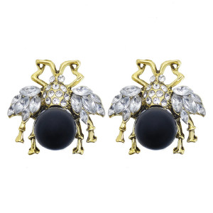 Boucles Scarabée Perle Impériale - Noir & Blanc | 1001abeilles