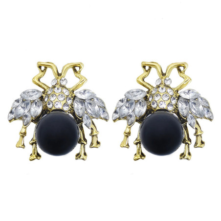 Boucles Scarabée Perle Impériale - Noir & Blanc | 1001abeilles