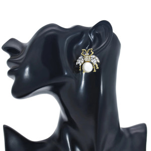 Boucles Scarabée Perle Impériale - Noir & Blanc | 1001abeilles