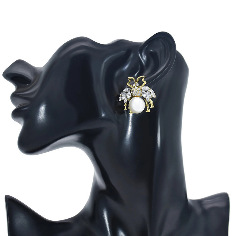 Boucles Scarabée Perle Impériale - Noir & Blanc | 1001abeilles