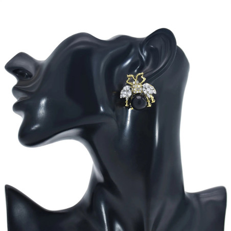 Boucles Scarabée Perle Impériale - Noir & Blanc | 1001abeilles