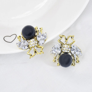 Boucles Scarabée Perle Impériale - Noir & Blanc | 1001abeilles