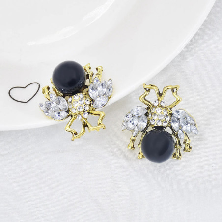 Boucles Scarabée Perle Impériale - Noir & Blanc | 1001abeilles
