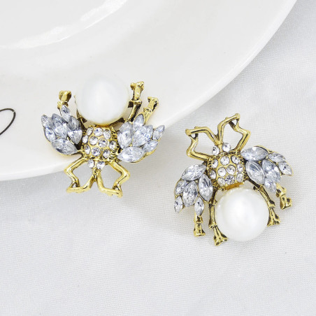 Boucles Scarabée Perle Impériale - Noir & Blanc | 1001abeilles