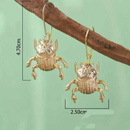 Boucles d'Oreilles Scarabée Doré | Bijou Symbolique & Cadeau