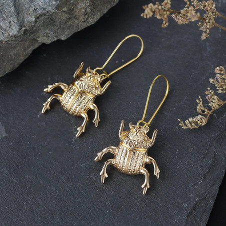 Majestic Gold Scarab Earrings | Unique Symbolic Jewelry Gift
