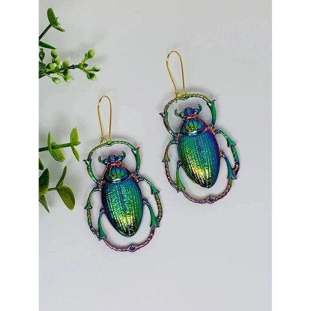 Boucles d'Oreilles Scarabée Mystique | Bijoux Insectes 1001abeilles