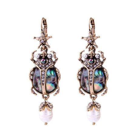 Starry Abalone Scarab Earrings – Unique Celestial Jewelry