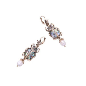 Starry Abalone Scarab Earrings – Unique Celestial Jewelry