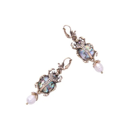 Starry Abalone Scarab Earrings – Unique Celestial Jewelry
