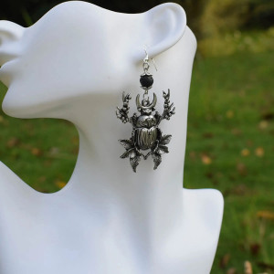 Boucles d'oreilles Scarabée Botanique | Bijou Mystique Femme