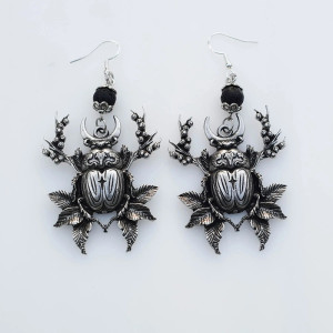 Boucles d'oreilles Scarabée Botanique | Bijou Mystique Femme
