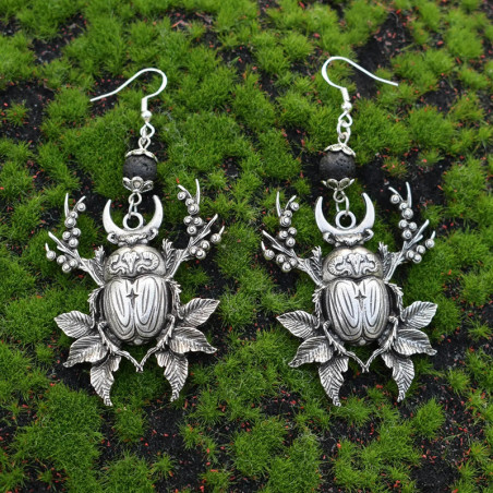 Boucles d'oreilles Scarabée Botanique | Bijou Mystique Femme