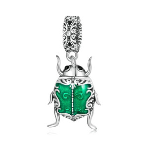 Emerald Scarab Beetle Charm 925 Silver | Unique Talisman Gift