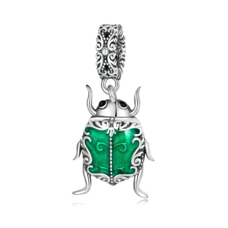 Emerald Scarab Beetle Charm 925 Silver | Unique Talisman Gift