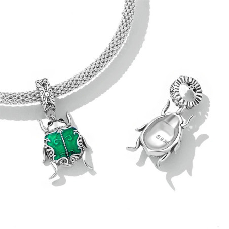 Emerald Scarab Beetle Charm 925 Silver | Unique Talisman Gift