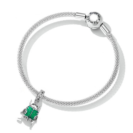 Emerald Scarab Beetle Charm 925 Silver | Unique Talisman Gift