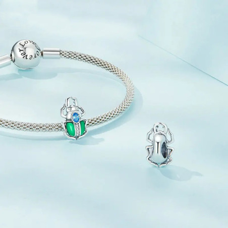 Mystic Azure Scarab Beetle Charm 925 Silver – Elegant Gift