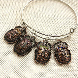 Vintage Egyptian Scarab Charm Bracelet | Unique Spiritual Gift