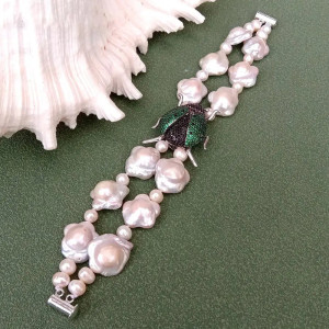 Bracelet Scarabée Perles "Jardin Secret" – Luxe & Nature