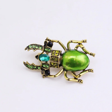 Broche Escarabajo Emperador de Esmeralda – Joya Insecto Única