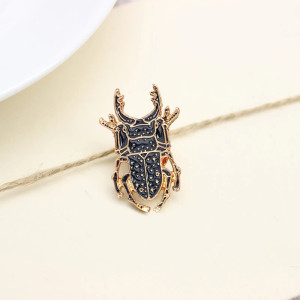 Imperial Black Scarab Beetle Brooch – Unique Enamel Pin Gift