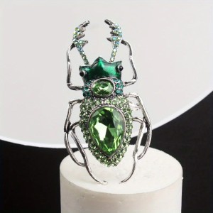 Broche Scarabée Émeraude | Pin's Insecte Vert Cadeau Femme