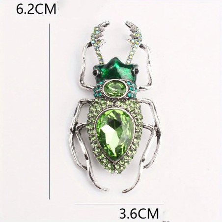 Broche Scarabée Émeraude | Pin's Insecte Vert Cadeau Femme