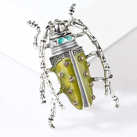 Broche Scarabée Pistache Vintage | Bijou Insecte Vert Cadeau