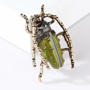 Broche Scarabée Pistache Vintage | Bijou Insecte Vert Cadeau