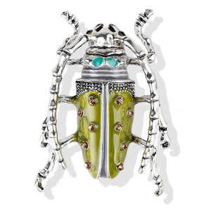 Vintage Pistachio Beetle Brooch | Cute Green Insect Pin Gift