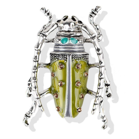 Vintage Pistachio Beetle Brooch | Cute Green Insect Pin Gift