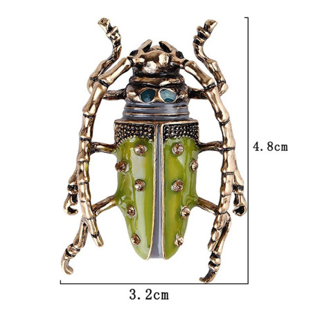 Vintage Pistachio Beetle Brooch | Cute Green Insect Pin Gift