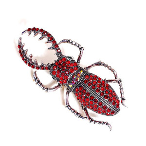 Broche Scarabée Rubis | Bijou Insecte Vintage pour Femme