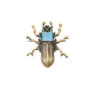 Broche Scarabée Pharaon – Bijou Égyptien Or & Turquoise