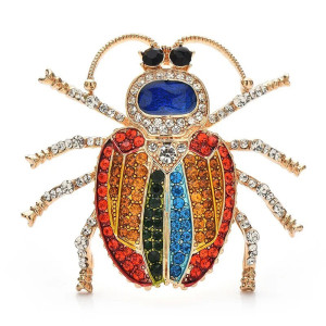 Rainbow Crystal Beetle Brooch | Unique Insect Jewelry Gift